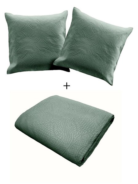 Set con copriletto e federa verde in microfibra 220x240 cm Romane – douceur d'intérieur