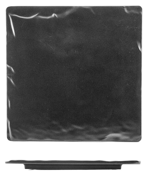 Piatto quadro Decoro Ardesia in melamina nera cm 37x37
