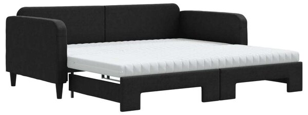 VidaXL Divano letto estraibile con materasso Nero 100x200 cm Tessuto
