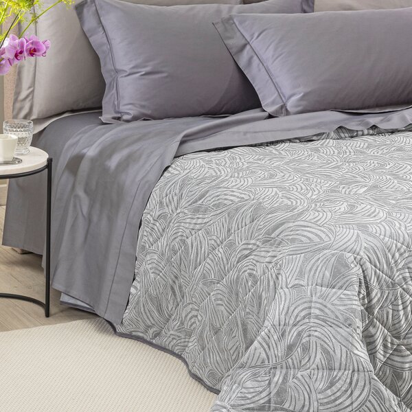 Copriletto Primaverile MATRIMONIALE Apollo GRIGIO Raso Jacquard Caleffi