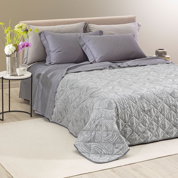 Copriletto Primaverile MATRIMONIALE Apollo GRIGIO Raso Jacquard Caleffi