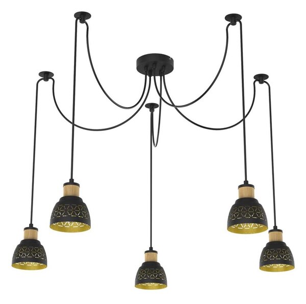 Prezent 27525 - Lampadario a sospensione con filo MESCALA 5xE14/40W/230V ragno nero