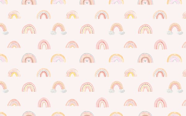 Carta da parati Pattern di arcobaleni su sfondo bianco, Carta da parati per Bambini, Carta da parati popolare, u51251 - Tapeko.it