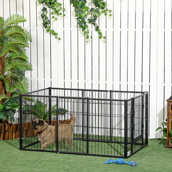 PawHut Recinto per Cani di piccola taglia con 6 pannelli per esterni e Interni, 82.5-150x79x61cm Metallo|Aosom