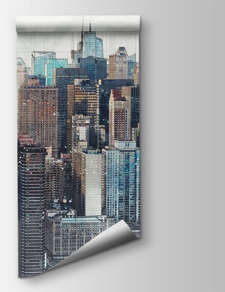 Carta da parati Lo skyline della città con molti edifici alti, Carta da parati design, Carta da parati popolare, u51081 - Tapeko.it