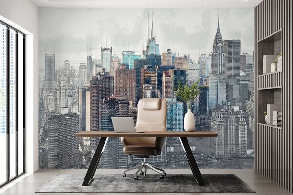Carta da parati Lo skyline della città con molti edifici alti, Carta da parati design, Carta da parati popolare, u51081 - Tapeko.it