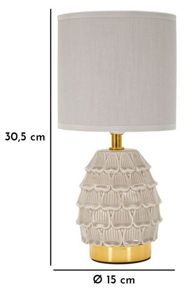 Lampada da tavolo beige in ceramica con paralume in tessuto (altezza totale 30,5 cm) Pigny – Mauro Ferretti