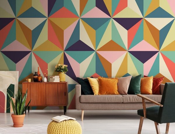 Carta da parati Schema di triangoli colorati, Carta da parati Texture, Carta da parati popolare, u51615 - Tapeko.it