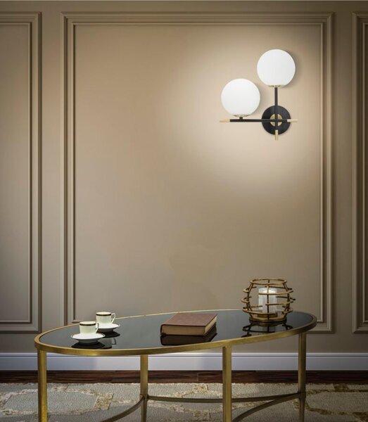 Lampada, Applique Da Muro in metallo dorato opaco DARKY DOUBL Dimensioni 30x17x35cm Linea WALL LAMP colore oro