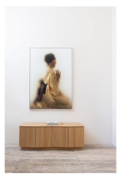 Mobile TV di colore naturale in rovere massiccio 133x52x45 cm Zuma – WOOOD