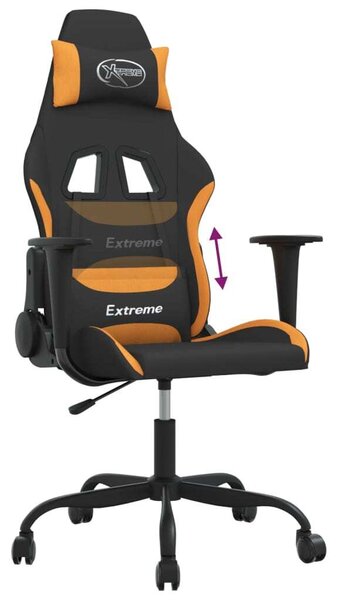 Sedia da Gaming Nero e Arancione in Tessuto