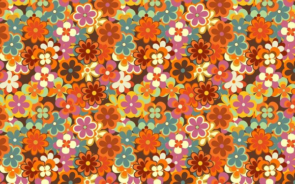 Carta da parati Gruppo di fiori colorati, Carta da parati Floreale, Carta da parati popolare, u51643 - Tapeko.it
