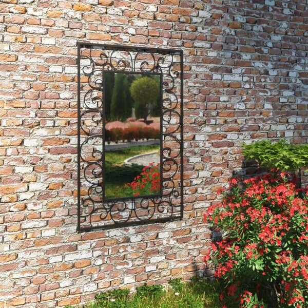 Specchio da Parete per Giardino Rettangolare 50x80 cm Nero