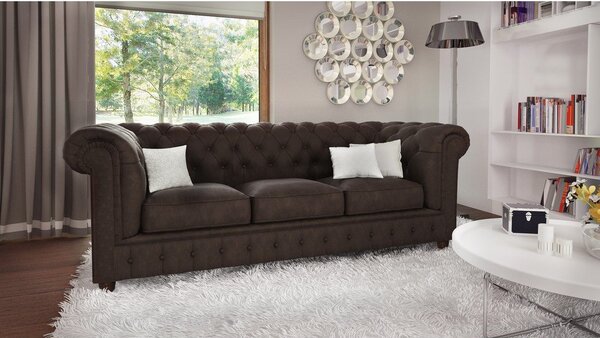 Divano in velluto marrone scuro 230 cm Cambridge - Ropez