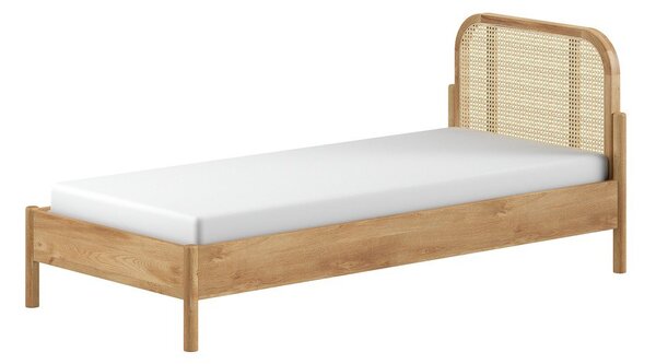 Letto singolo di colore naturale in rovere massiccio con rete inclusa 90x200 cm Olive Rotan – Vipack