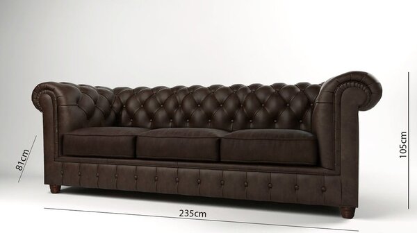 Divano in velluto marrone scuro 230 cm Cambridge - Ropez