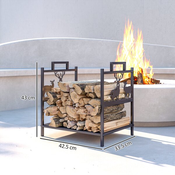 Outsunny Portalegna per interni in Metallo, 42,5 x 33,5 x 43 cm, Nero | Aosom Italy