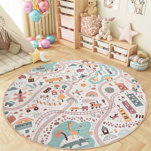 Tappeto da gioco per bambini lavabile ø120 cm Furry World – Mila Home