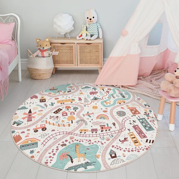 Tappeto da gioco per bambini lavabile ø120 cm Furry World – Mila Home