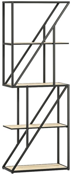 HOMCOM Libreria a 5 Livelli in Stile Industriale con Ripiani Aperti e Telaio in Acciaio 60x30x165 cm Rovere | Aosom Italy