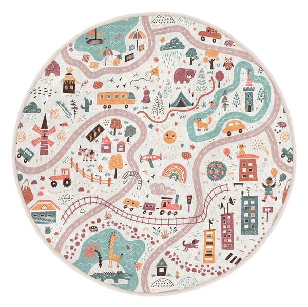 Tappeto da gioco per bambini lavabile ø120 cm Furry World – Mila Home