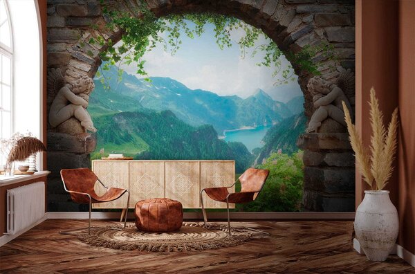 Carta da parati Arco con vista sulle montagne, Carta da parati Natura, u52506 : Uwalls.it