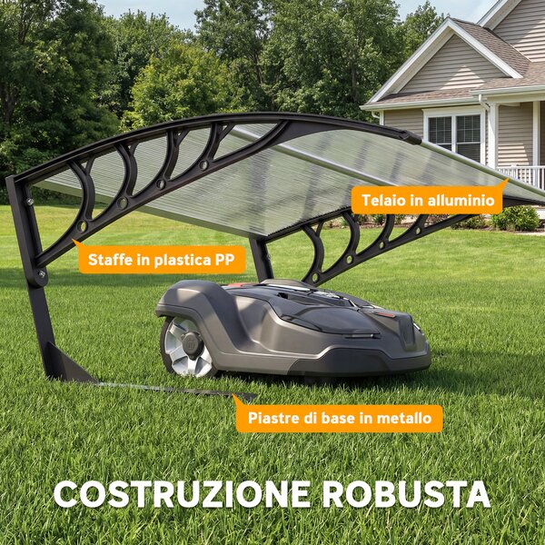 Outsunny Garage per Robot Tagliaerba Copertura Alluminio 100x81x43 cm, Bianco | Aosom Italy
