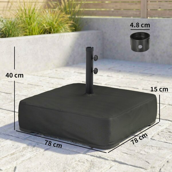 Outsunny Base per Ombrellone Riempibile con Sabbia 80 kg/Sabbia Bagnata 90 kg, per Pali di Ombrelloni da Ø48 mm, Nero | Aosom Italy