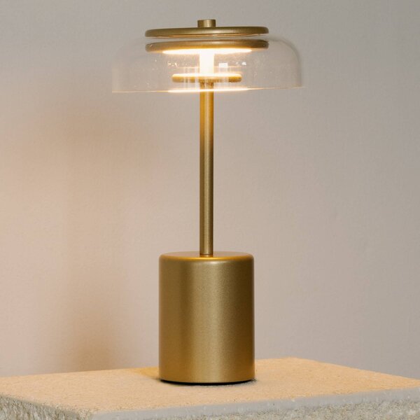 Nuura Aps Lampada LED da tavolo ricaricabile Blossi, altezza 26 cm, color dimmerabile, Ottone / Oro, Metallo, Scandinavo