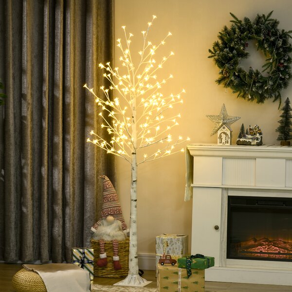 Albero di Natale 180 cm con 180 Luci LED 3 Livelli di Luminosità per Interni ed Esterni Bianco