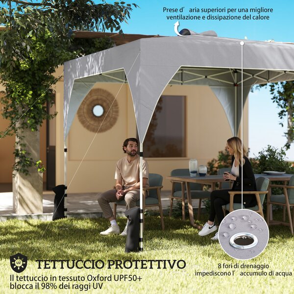 Outsunny Gazebo 3x3m Pieghevole, Facile Montaggio Pulsante, UPF 50+ Protezione | Aosom Italy
