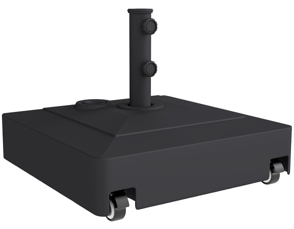 Base per Ombrellone a Rotelle con Freni, con Acqua 40kg/Sabbia 61kg, per Pali Ombrelloni da Ø35/38/48mm, Nero
