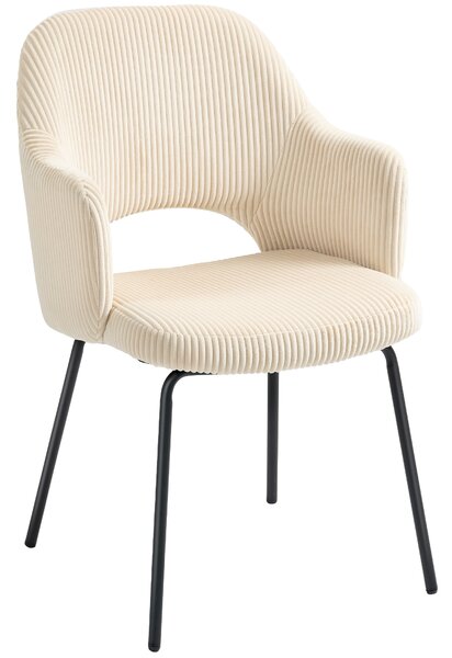 HOMCOM Sedia da Pranzo Moderne con rivestita a Coste in Velluto e Gambe in Metallo, Forma ergonomica a Conchiglia, Beige| Aosom Italy