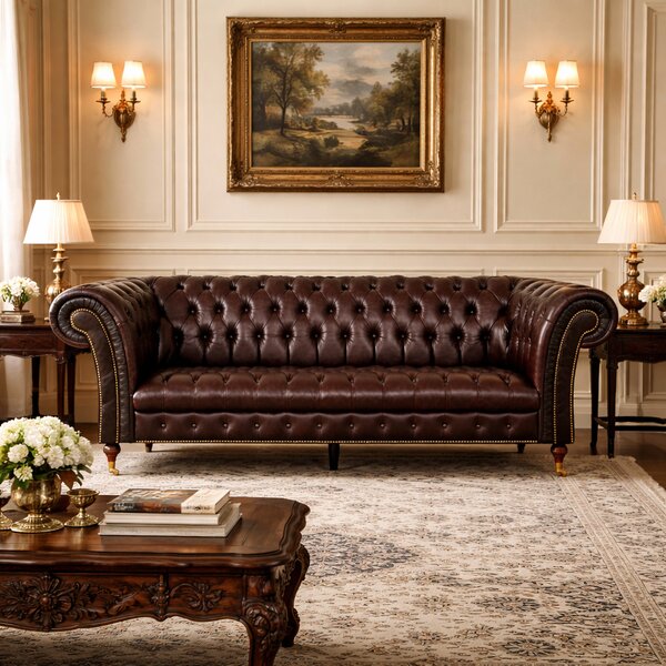Divano Imperium Chesterfield in Pelle Primo Fiore Premium – Iconico, Finiture di Pregio