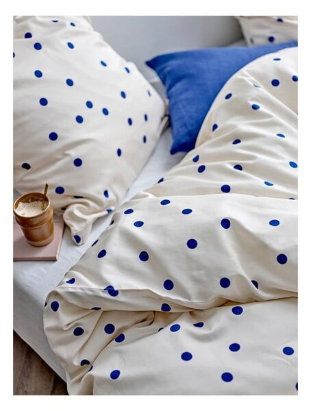 Set copripiumino e federa blu/color crema in raso di cotone per letto singolo 140x200 cm Solaris – Södahl