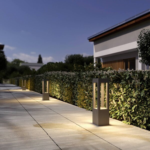 Lampioncino da giardino Lienna Arcchio, Alluminio / Grigio / Zincato, Alluminio, Moderno, Lampada LED da esterni
