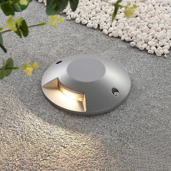Lucande Faretto da pavimento a LED Jeffrey, argento, 1 emissione luminosa Jeffrey, Alluminio / Grigio / Zincato, Alluminio, Moderno, Lampada LED da esterni