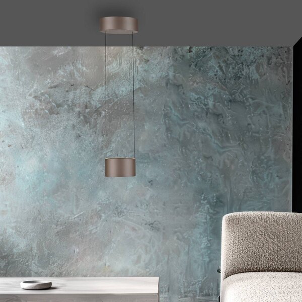 PURE Lampada LED a sospensione Clipse, color bronzo, Ø 20 cm, CCT, 2 luci dimmerabile, Bronzo / Ottone antico, Soggiorno / Sala da pranzo, Metallo, Moderno
