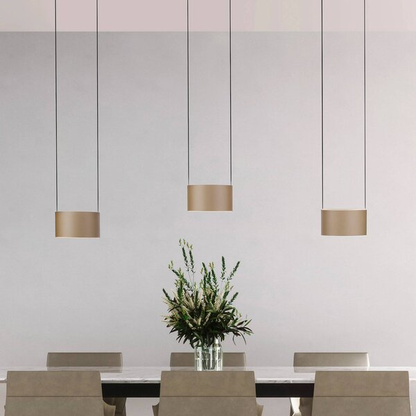 PURE Lampada LED a sospensione Clipse, bronzo, lunghezza 110 cm, CCT, 6 luci dimmerabile, Bronzo / Ottone antico, Soggiorno / Sala da pranzo, Metallo, Moderno