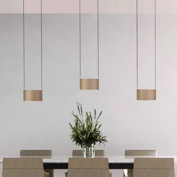 PURE Lampada LED a sospensione Clipse, bronzo, lunghezza 110 cm, CCT, 6 luci dimmerabile, Bronzo / Ottone antico, Soggiorno / Sala da pranzo, Metallo, Moderno
