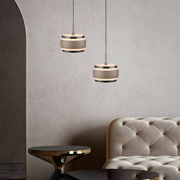 PURE Lampada LED a sospensione Falling Rings, bronzo, Ø 13 cm, CCT dimmerabile, Bronzo / Ottone antico, Soggiorno / Sala da pranzo, Metallo, Moderno