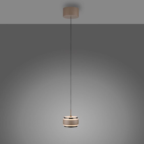 PURE Lampada LED a sospensione Falling Rings, bronzo, Ø 13 cm, CCT dimmerabile, Bronzo / Ottone antico, Soggiorno / Sala da pranzo, Metallo, Moderno