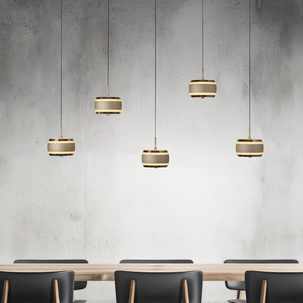 PURE Lampada LED a sospensione Falling Rings, bronzo, lunghezza 101 cm, 5 luci dimmerabile, Bronzo / Ottone antico, Soggiorno / Sala da pranzo, Metallo, Moderno