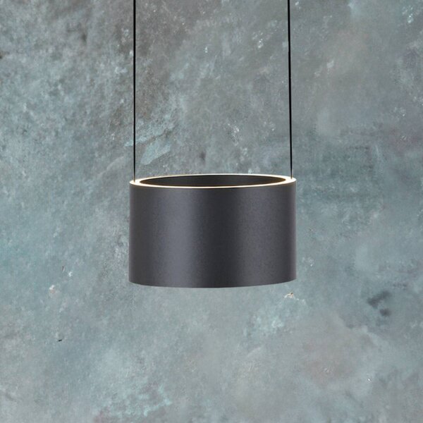 PURE Lampada LED a sospensione Clipse, grigia, Ø 20 cm, CCT, dimmerabile, 2 dimmerabile, Alluminio / Grigio / Zincato, Soggiorno / Sala da pranzo, Metallo, Moderno