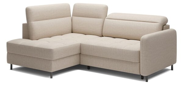 Divano angolare beige allungabile/con contenitore (con penisola a sinistra/a L) e rivestimento in velluto Barea – ELTAP