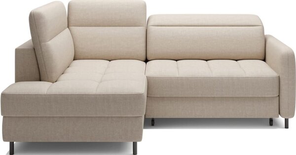 Divano angolare beige allungabile/con contenitore (con penisola a sinistra/a L) e rivestimento in velluto Barea – ELTAP