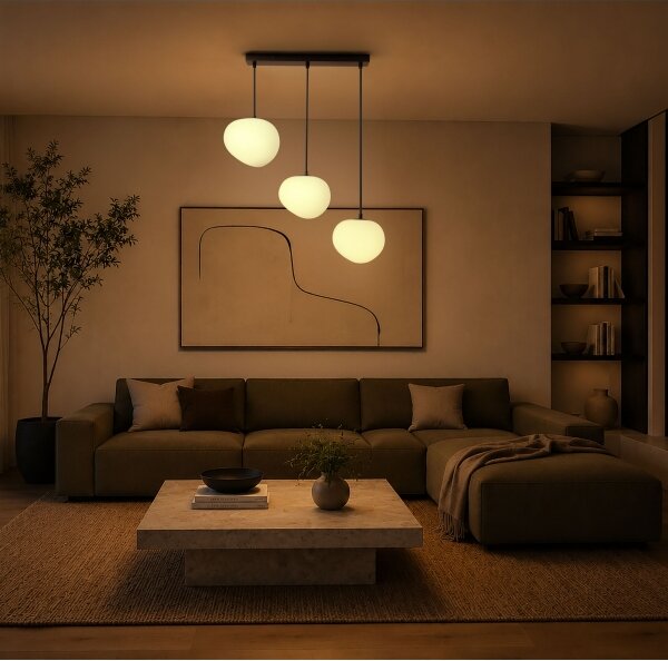 BRILAGI - Lampadario a cavo PEBBLES 3xE27/40W/230V nero
