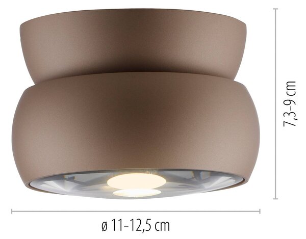 PURE Faretto da soffitto LED Move, Ø 12 cm, color bronzo, metallo/vetro dimmerabile, Bronzo / Ottone antico, Soggiorno / Sala da pranzo, Metallo, Moderno