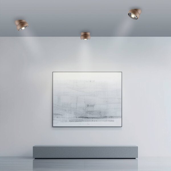PURE Faretto da soffitto LED Move, Ø 12 cm, color bronzo, metallo/vetro dimmerabile, Bronzo / Ottone antico, Soggiorno / Sala da pranzo, Metallo, Moderno