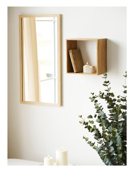 Mensola di colore naturale in rovere massiccio con ripiani multipli 30 cm Lattoon – House Nordic